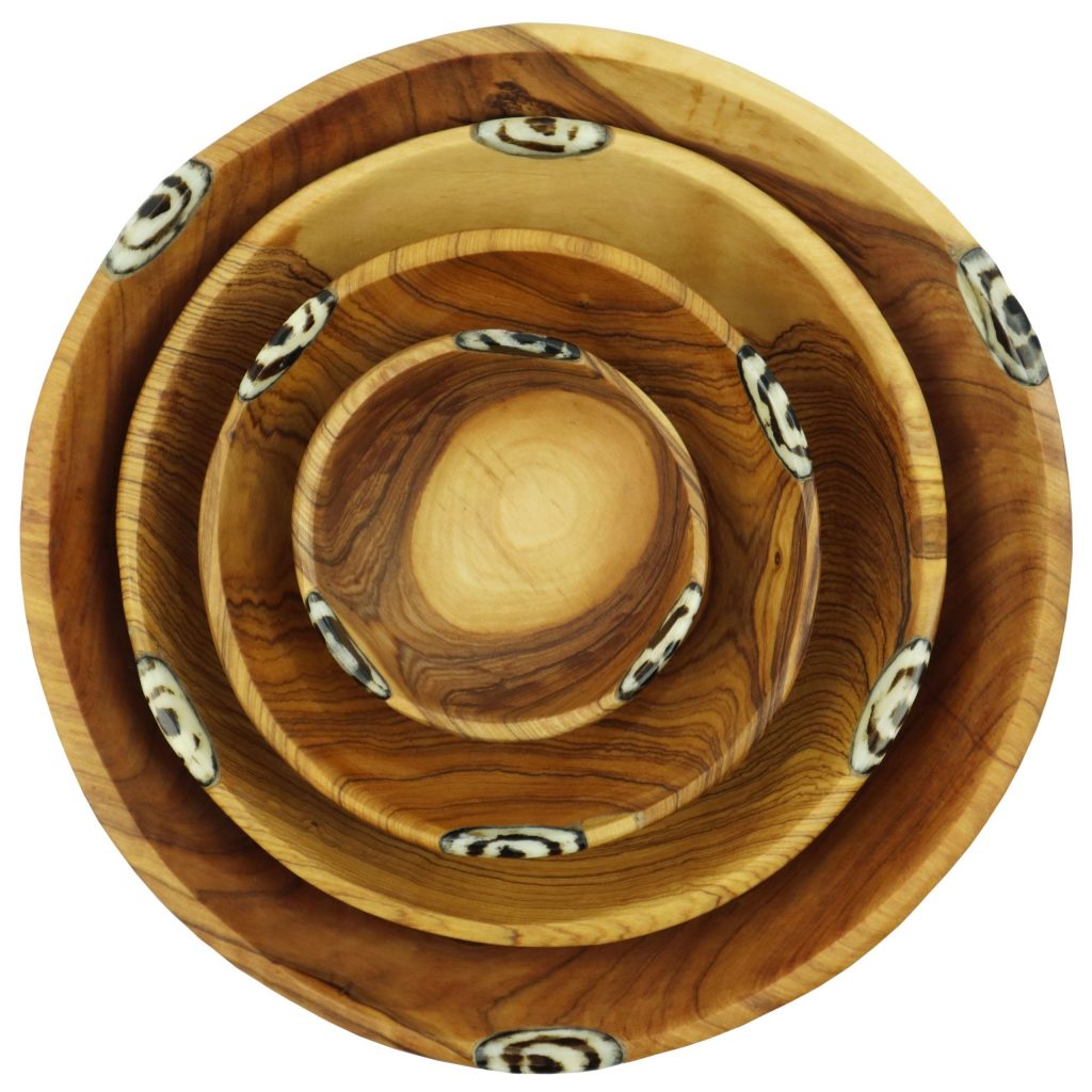 BOLS EN BOIS D'OLIVIER SET DE 4 PIECES