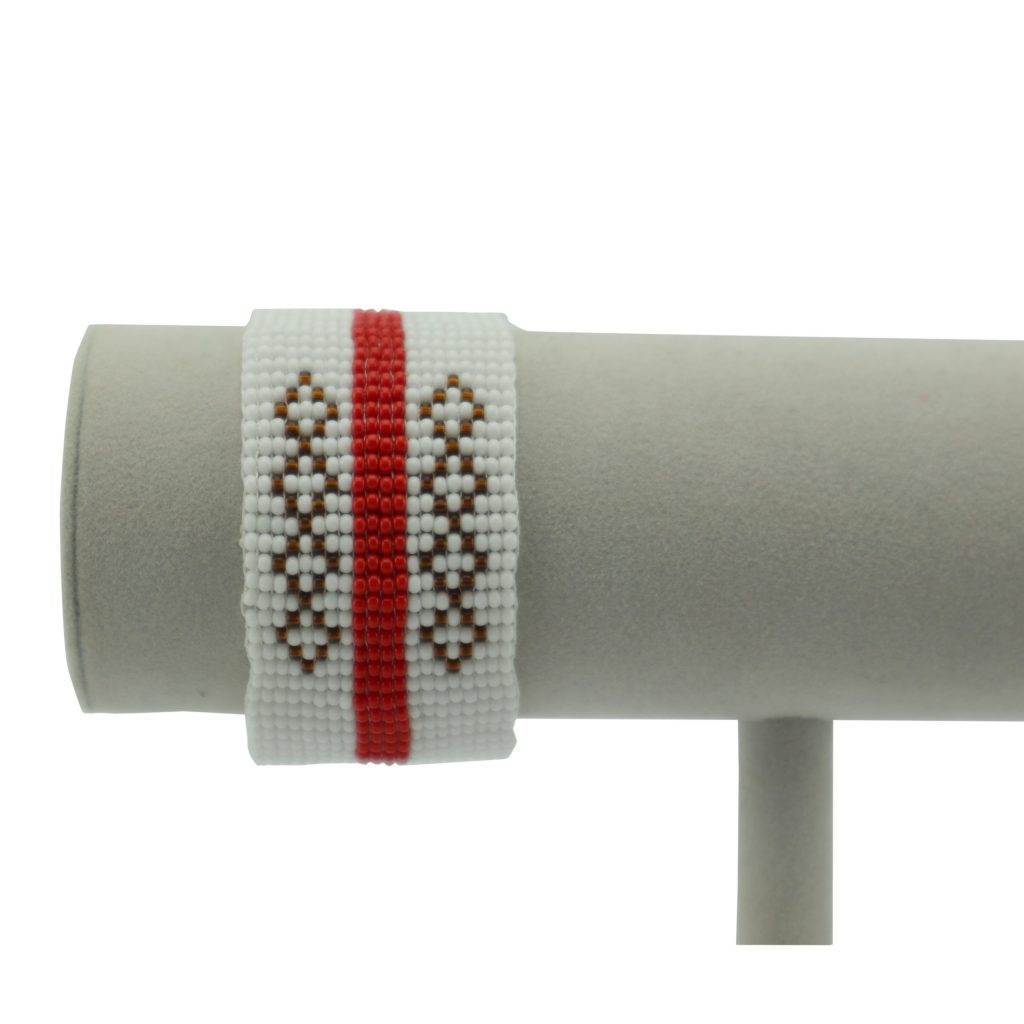 BRACELET MASSAI BLANC ROUGE LOSANGE