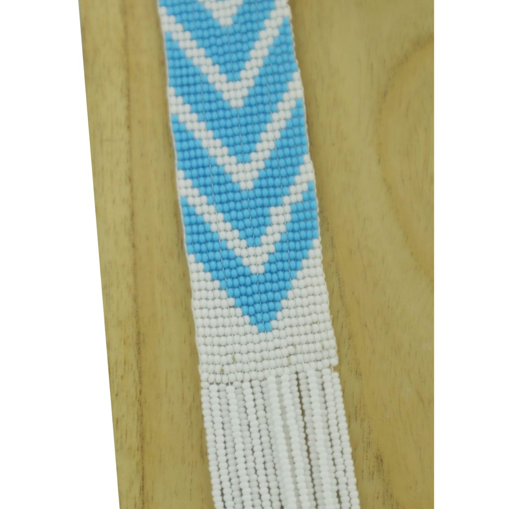 Collier massaï blanc bleu – Image 3