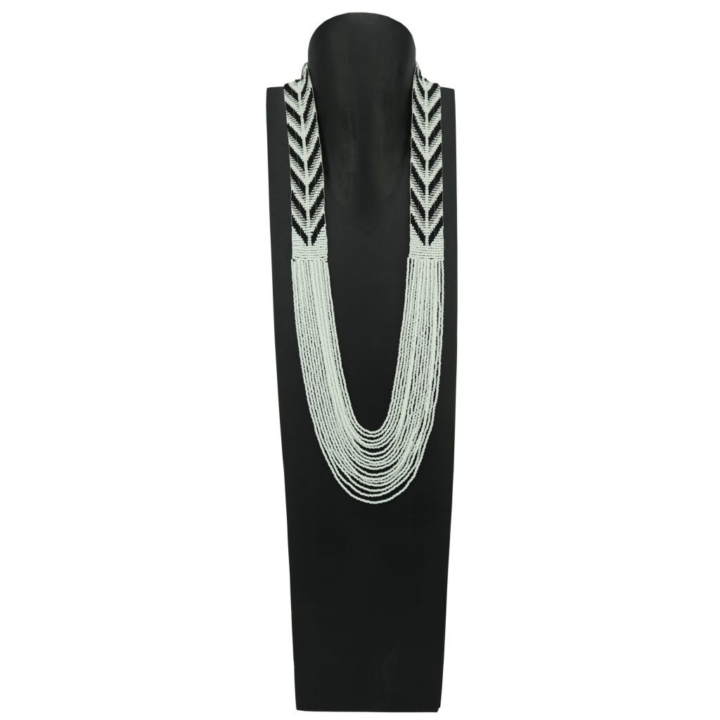 COLLIER MASSAI BLANC NOIR ARGENT