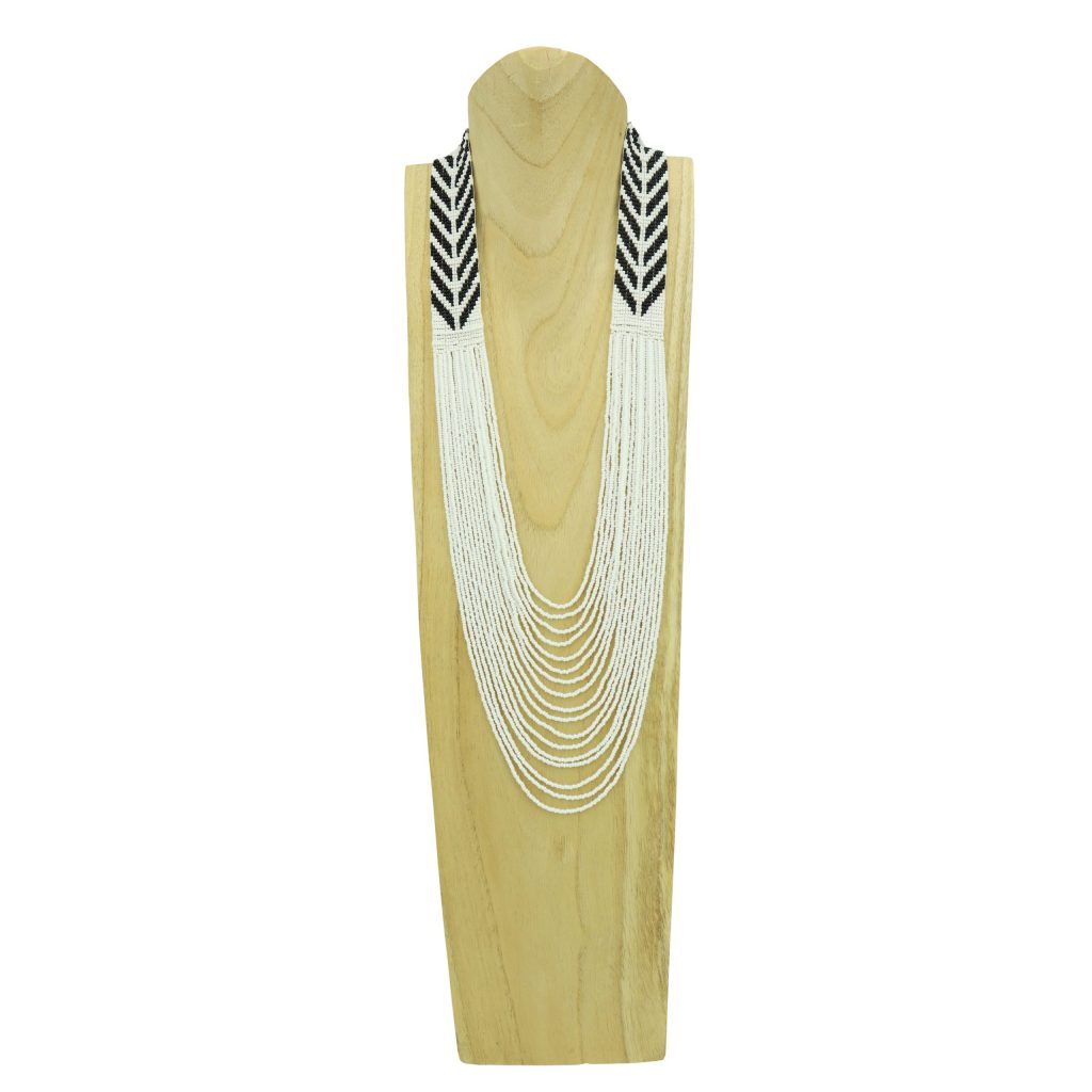 COLLIER MASSAI BLANC NOIR