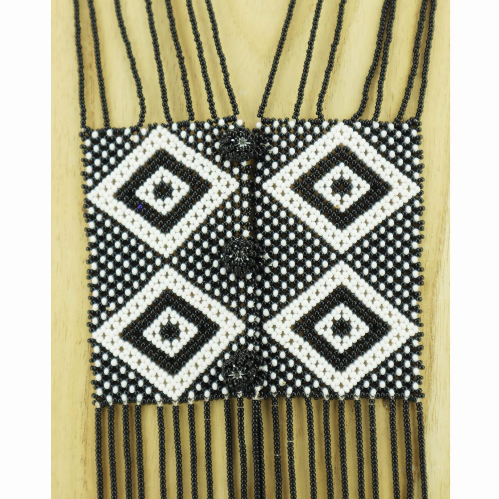 Collier massaï duo bandes blanc noir – Image 3