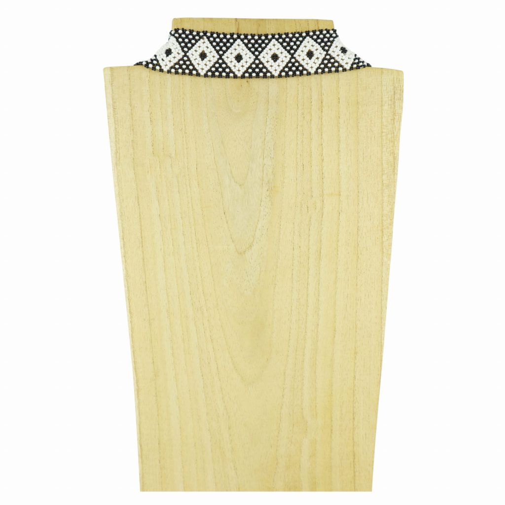 Collier massaï duo bandes blanc noir – Image 4