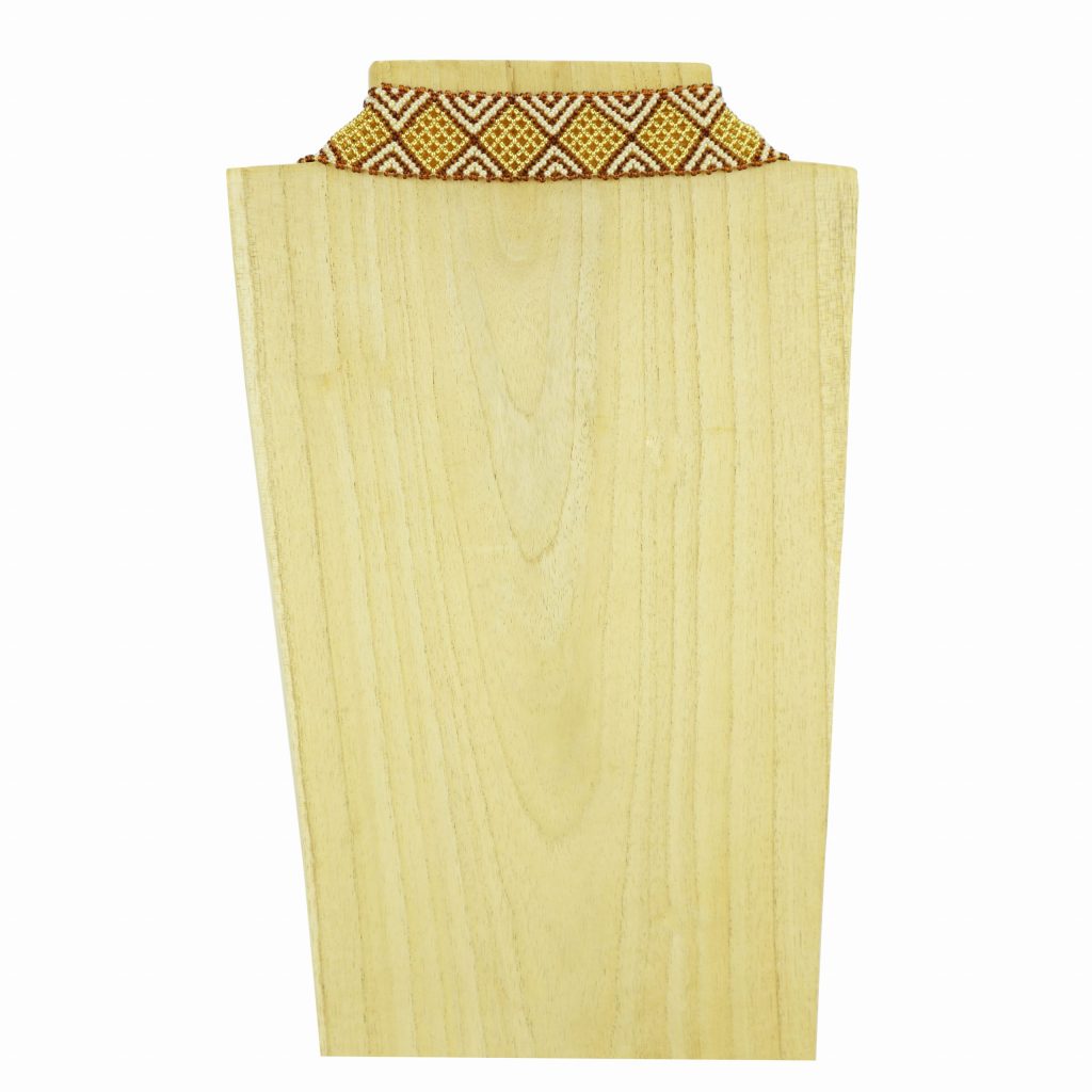 Collier massaï duo bandes marron doré – Image 3