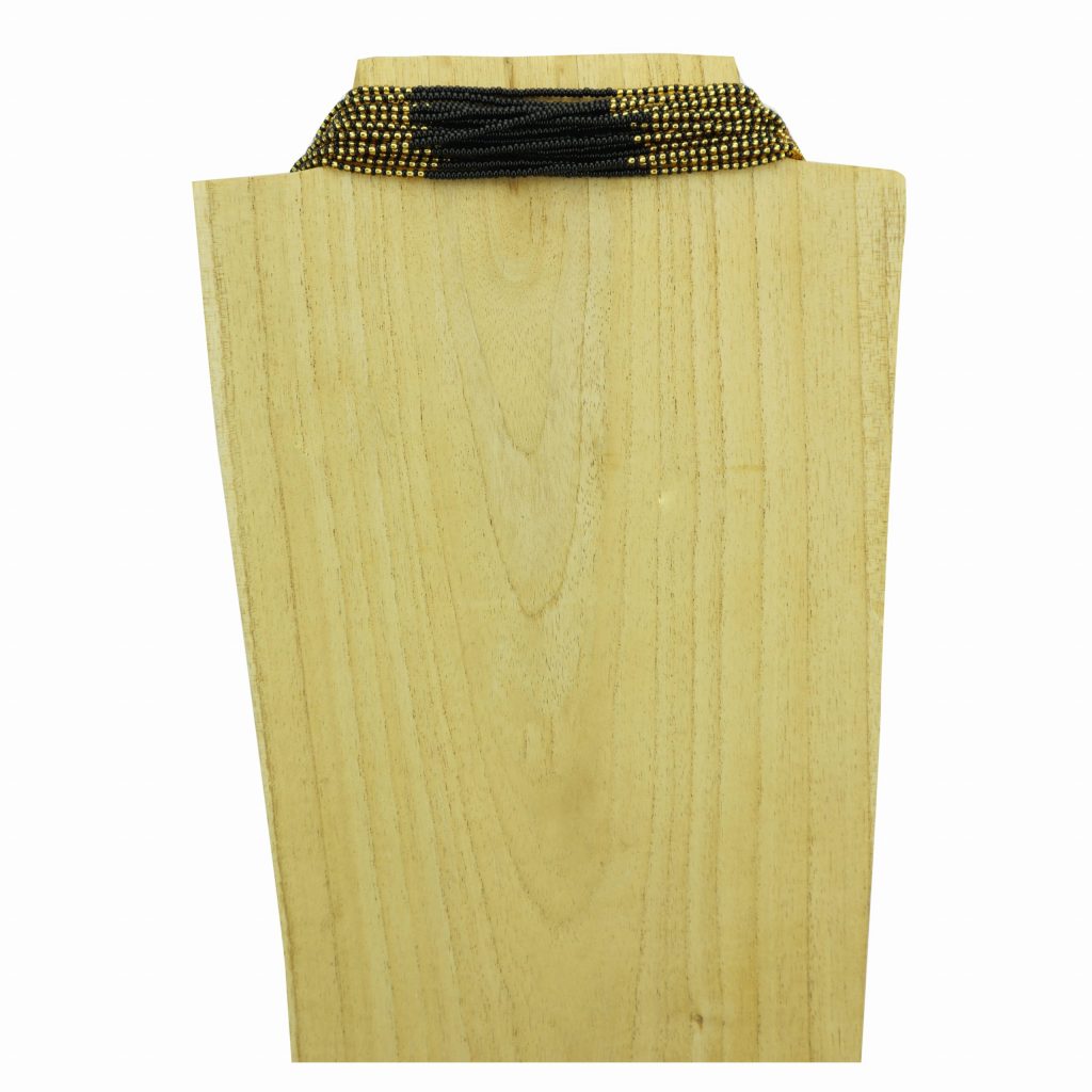Collier massaï noir doré avec tube – Image 3