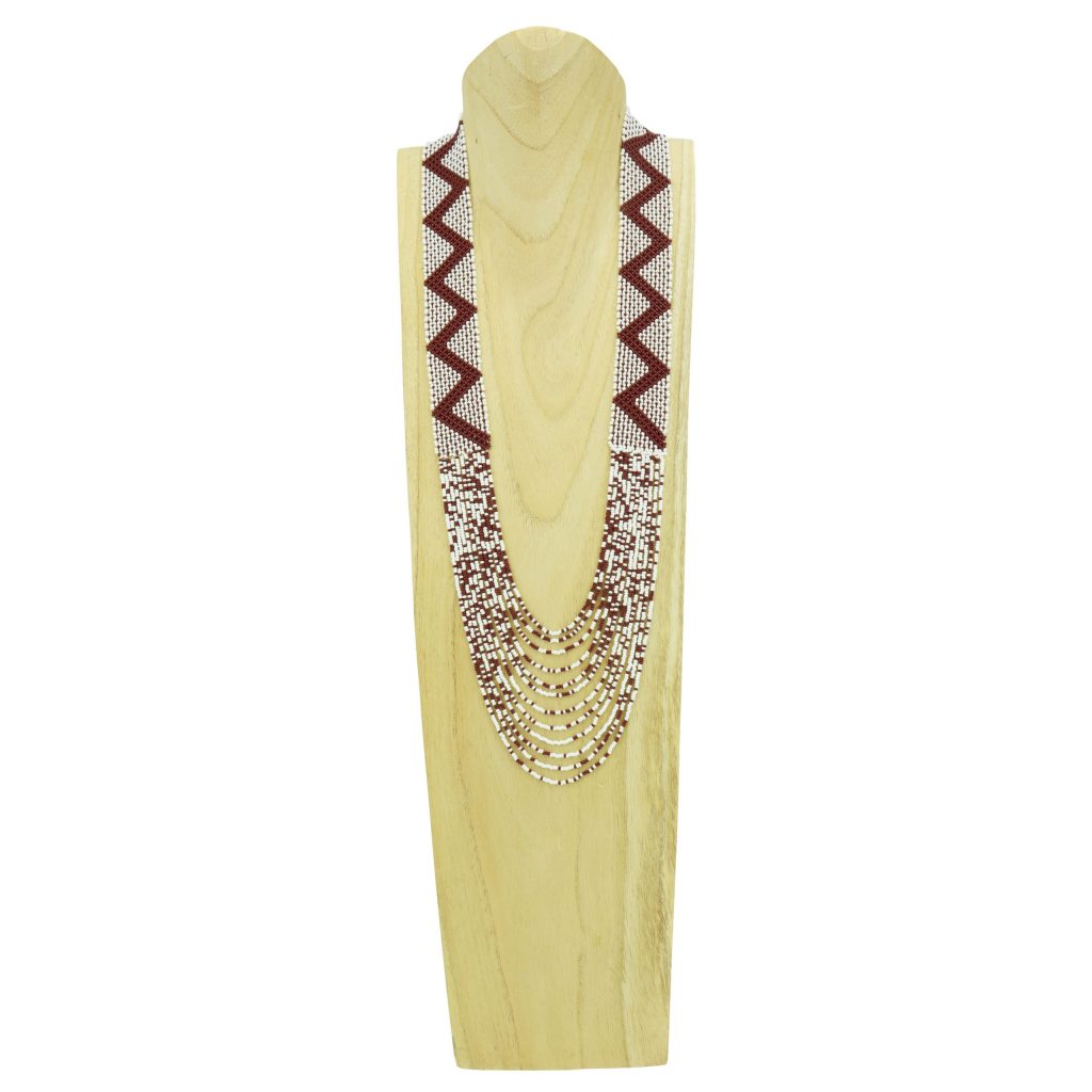 Collier massaï zigzag blanc rouge