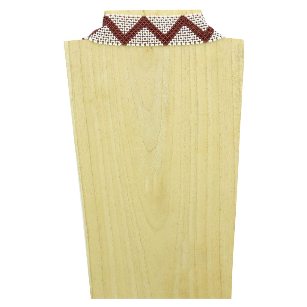 Collier massaï zigzag blanc rouge – Image 4