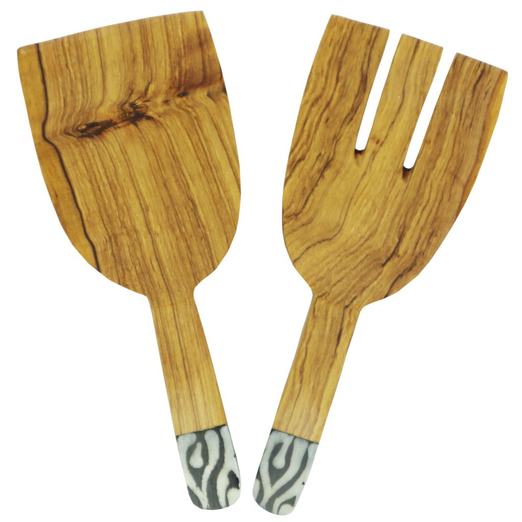 COUVERTS A SALADE PLATES EN BOIS D'OLIVIER – Image 3