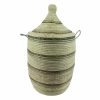 TRICOLOR STRIPED WOVEN AFRICAN BASKET M