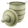 TRICOLOR STRIPED WOVEN AFRICAN BASKET M - Image 2