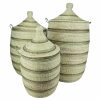 TRICOLOR STRIPED WOVEN AFRICAN BASKET M - Image 3
