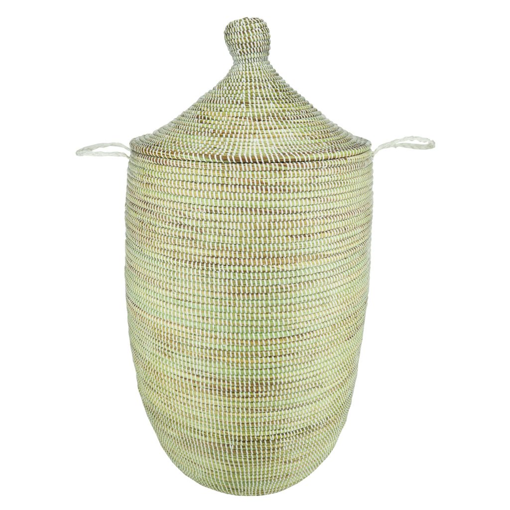 AFRICAN WHITE WOVEN BASKET L