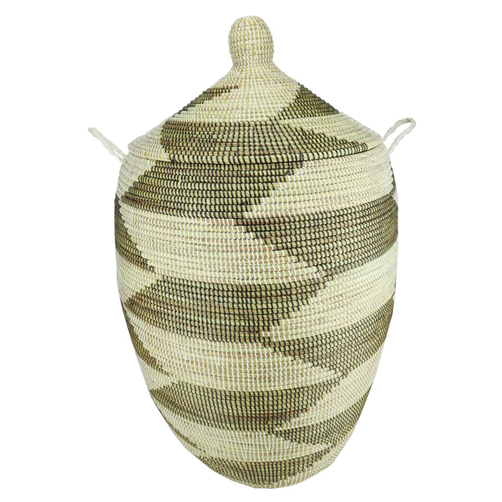 TWO-TONE ZIGZAG WOVEN AFRICAN BASKET XL