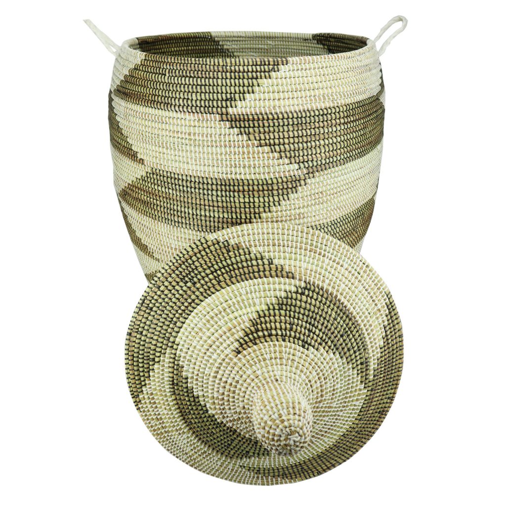 PANIER AFRICAIN TISSE EN ZIGZAG BICOLORE XXL – Image 3
