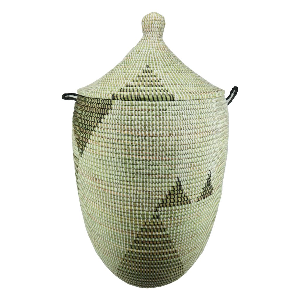 SENEGALE WOVEN BASKET WITH WHITE & BLACK TRIANGLES L