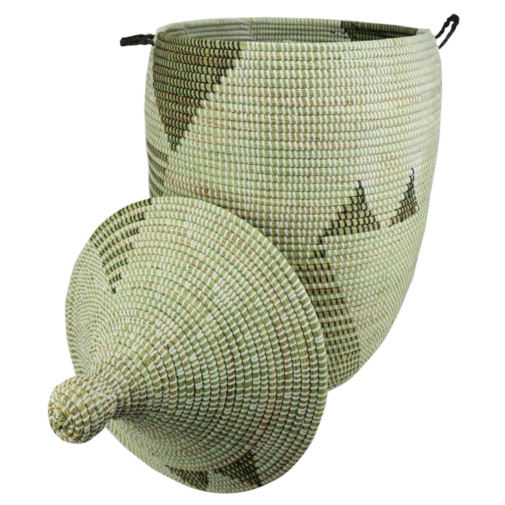 SENEGALE WOVEN BASKET WITH WHITE & BLACK TRIANGLES L - Image 3
