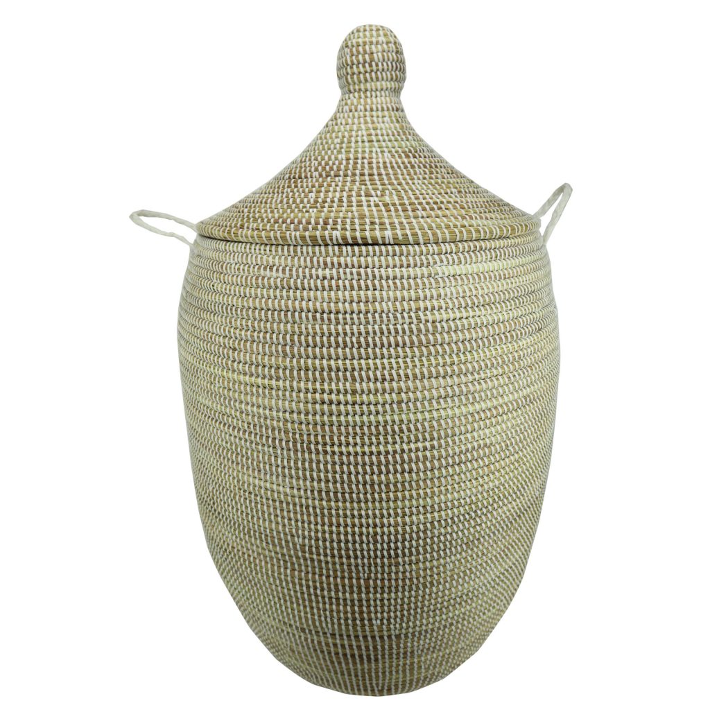 SENEGALESE WHITE WOVEN BASKET L