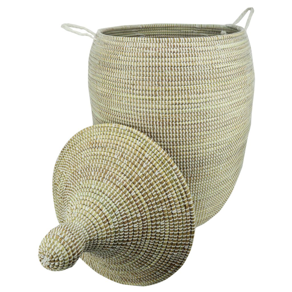 SENEGALESE WHITE WOVEN BASKET L - Image 3