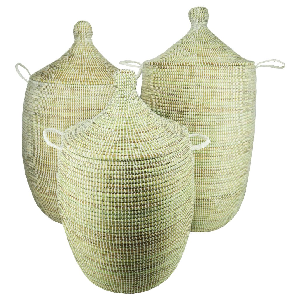 SENEGALESE WHITE WOVEN BASKET M - Image 3
