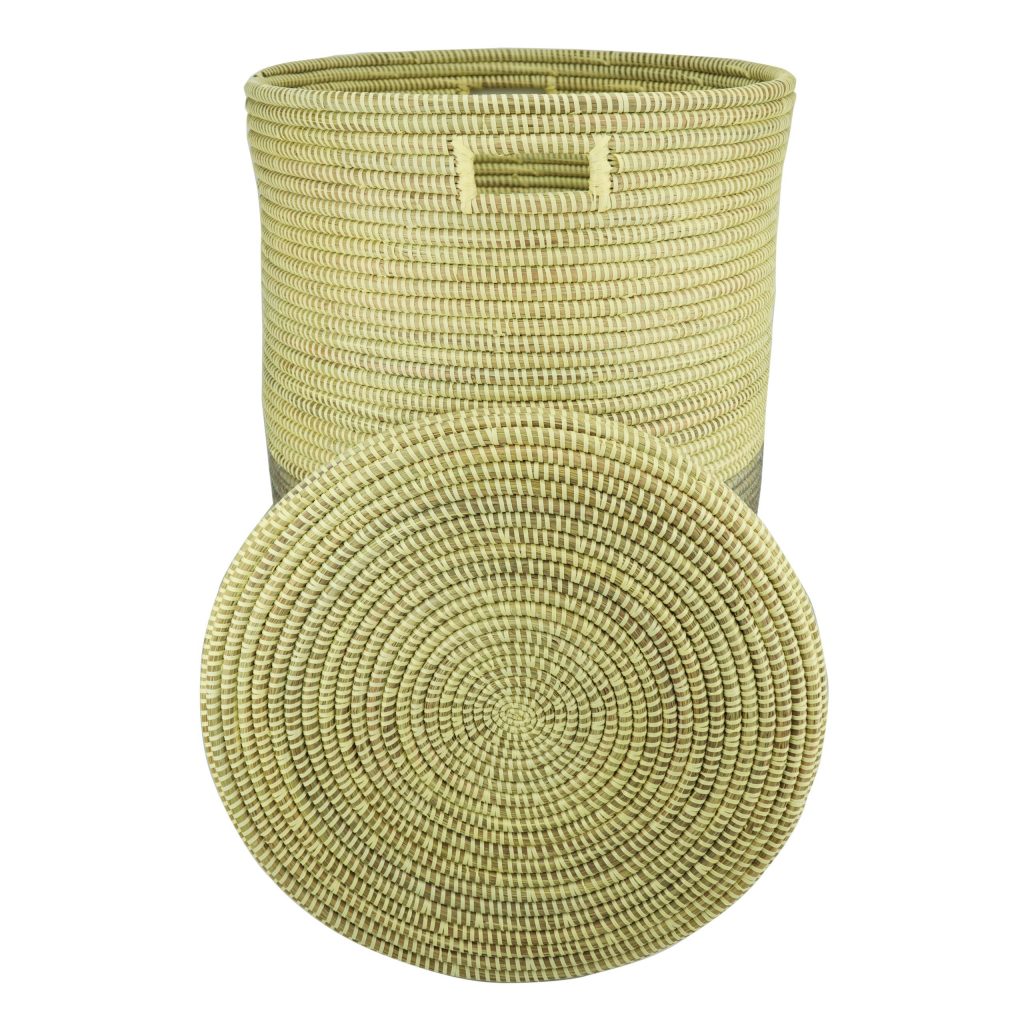 SENEGALESE TWO-TONE CYLINDRICAL WOVEN BASKET XL - Image 3
