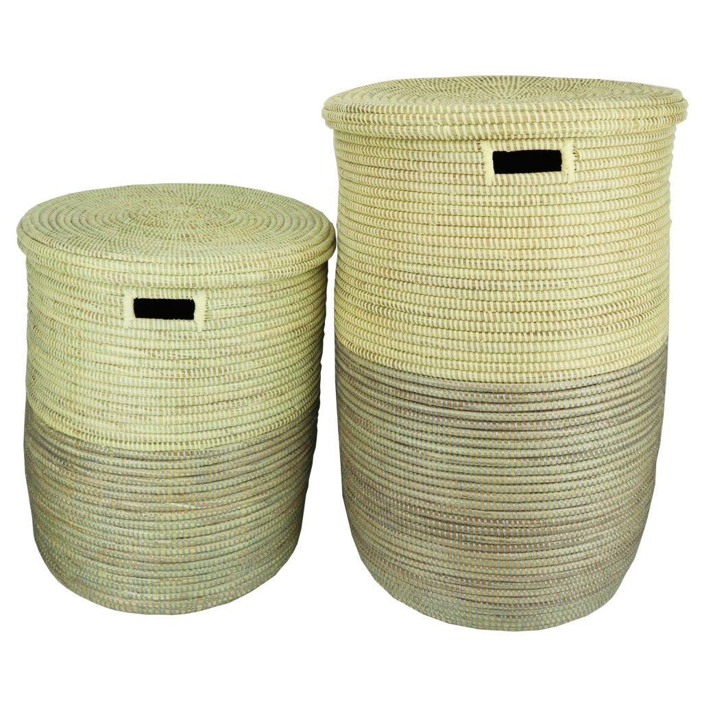 SENEGALESE TWO-TONE CYLINDRICAL WOVEN BASKET XL - Image 4