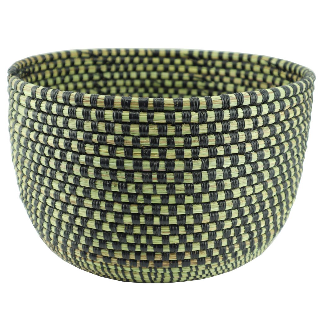 SMALL BLACK DOUBLE TWINED AFRICAN BASKET XS
