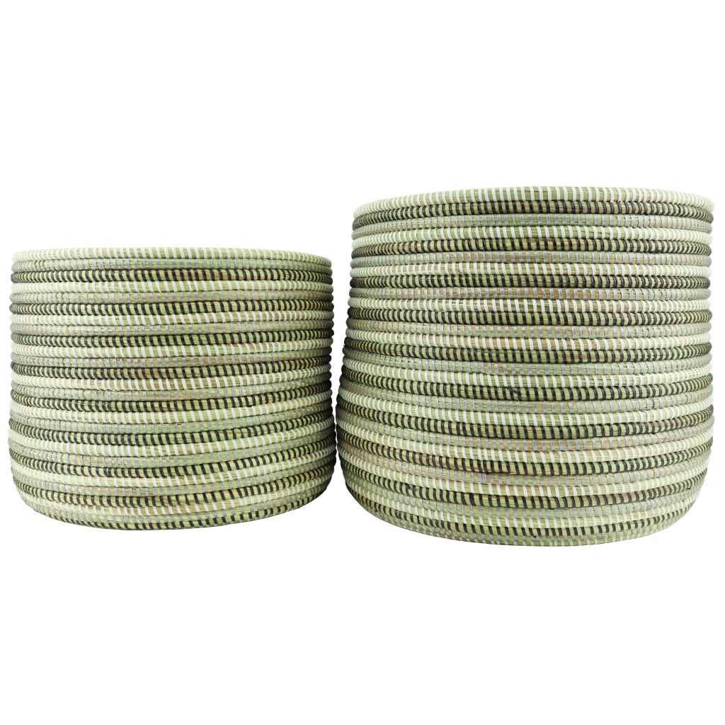 SMALL TRICOLOR CYLINDRICAL AFRICAN BASKET S - Image 3