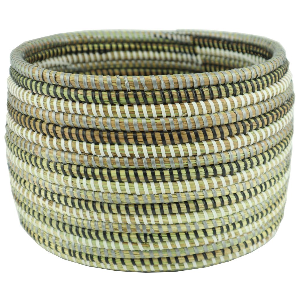SMALL TRICOLOR CYLINDRICAL AFRICAN BASKET XS