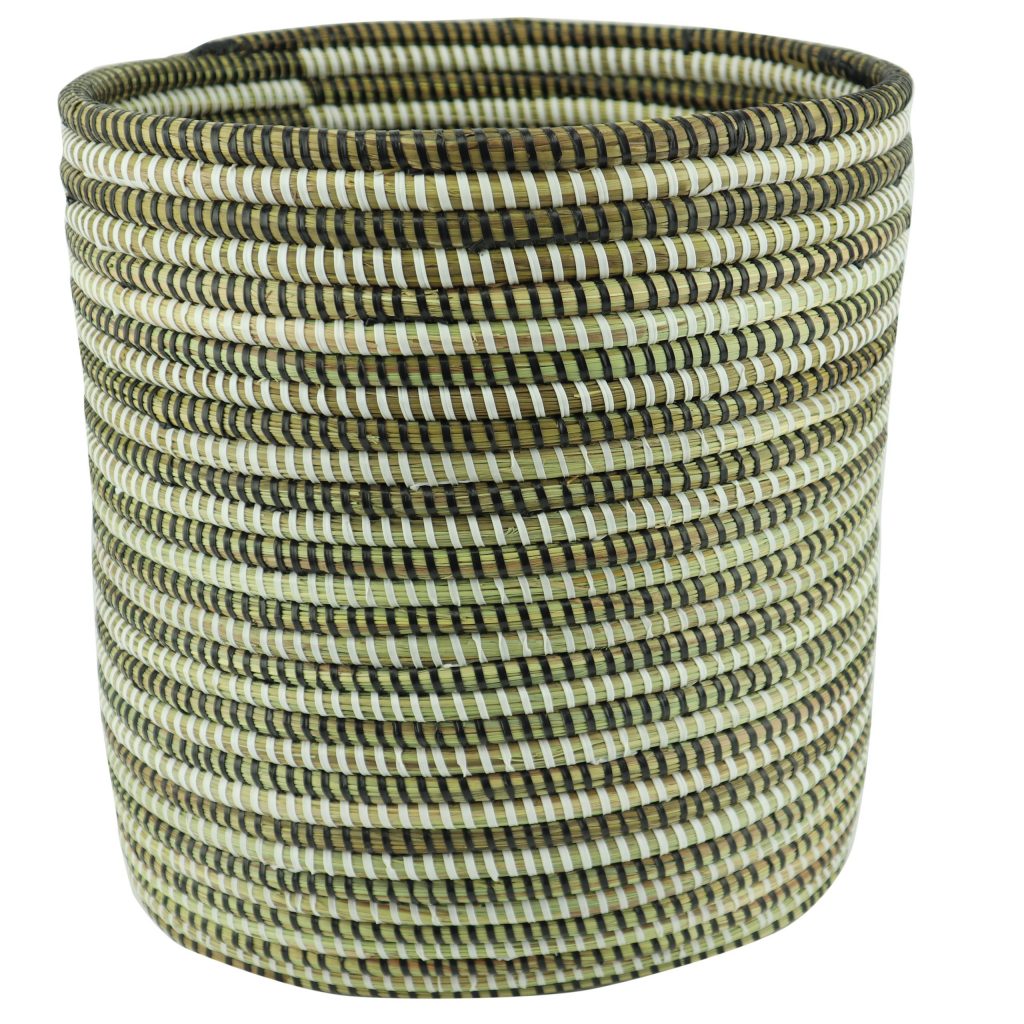 SMALL AFRICAN CYLINDRICAL BASKET BLACK WHITE S