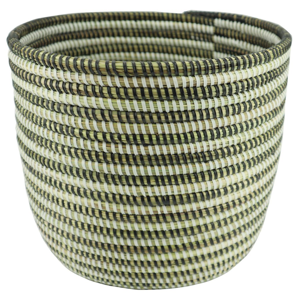 SMALL AFRICAN CYLINDRICAL BASKET BLACK WHITE XS