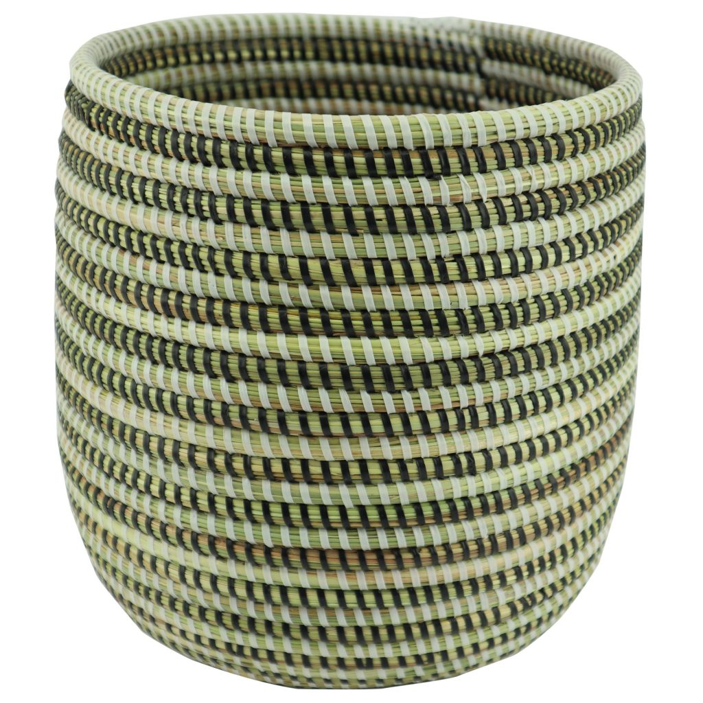SMALL AFRICAN CYLINDRICAL BASKET BLACK WHITE XXS