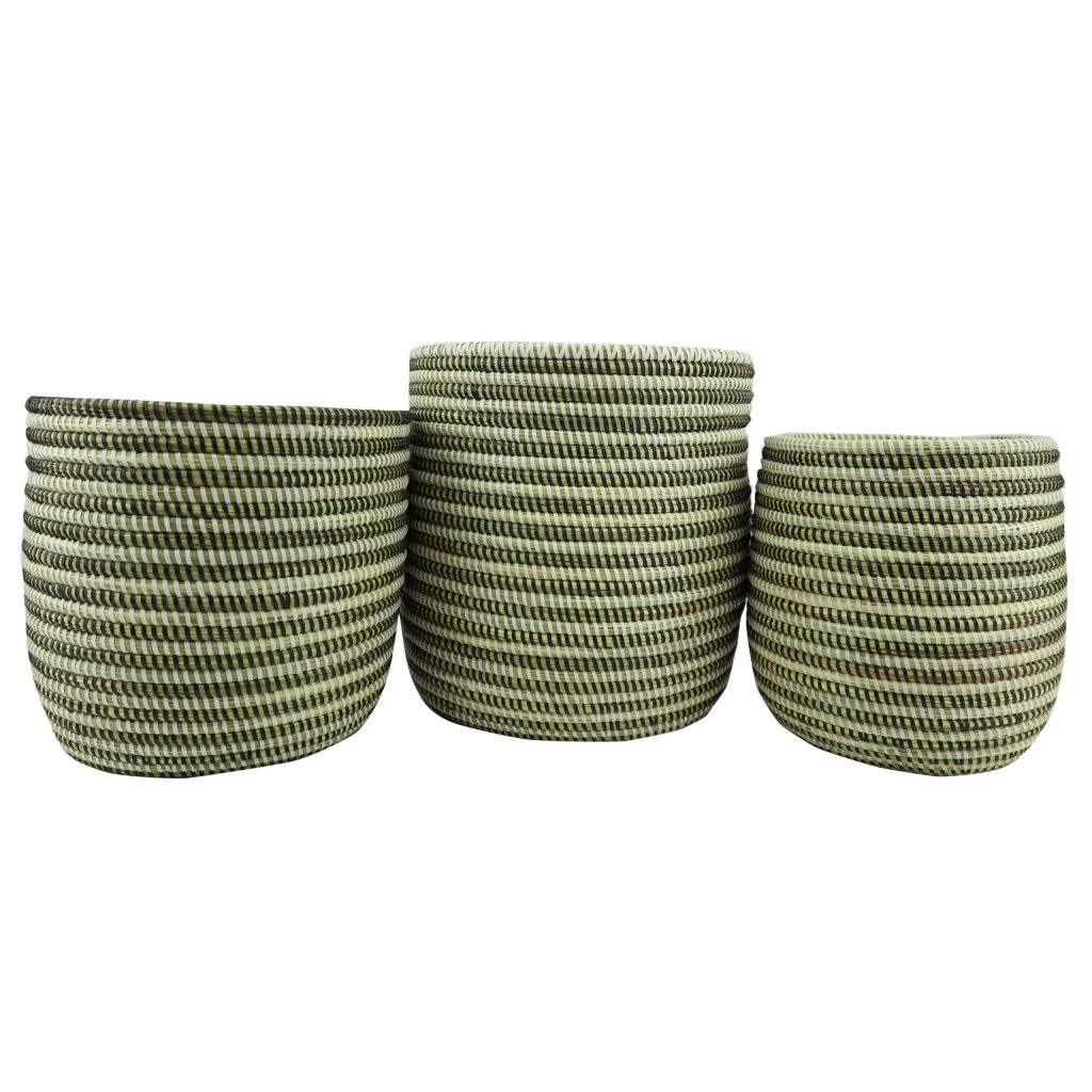 SMALL AFRICAN CYLINDRICAL BASKET BLACK WHITE XXS - Image 3