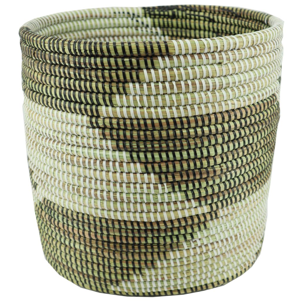 SMALL ZIGZAG CYLINDRICAL AFRICAN BASKET S