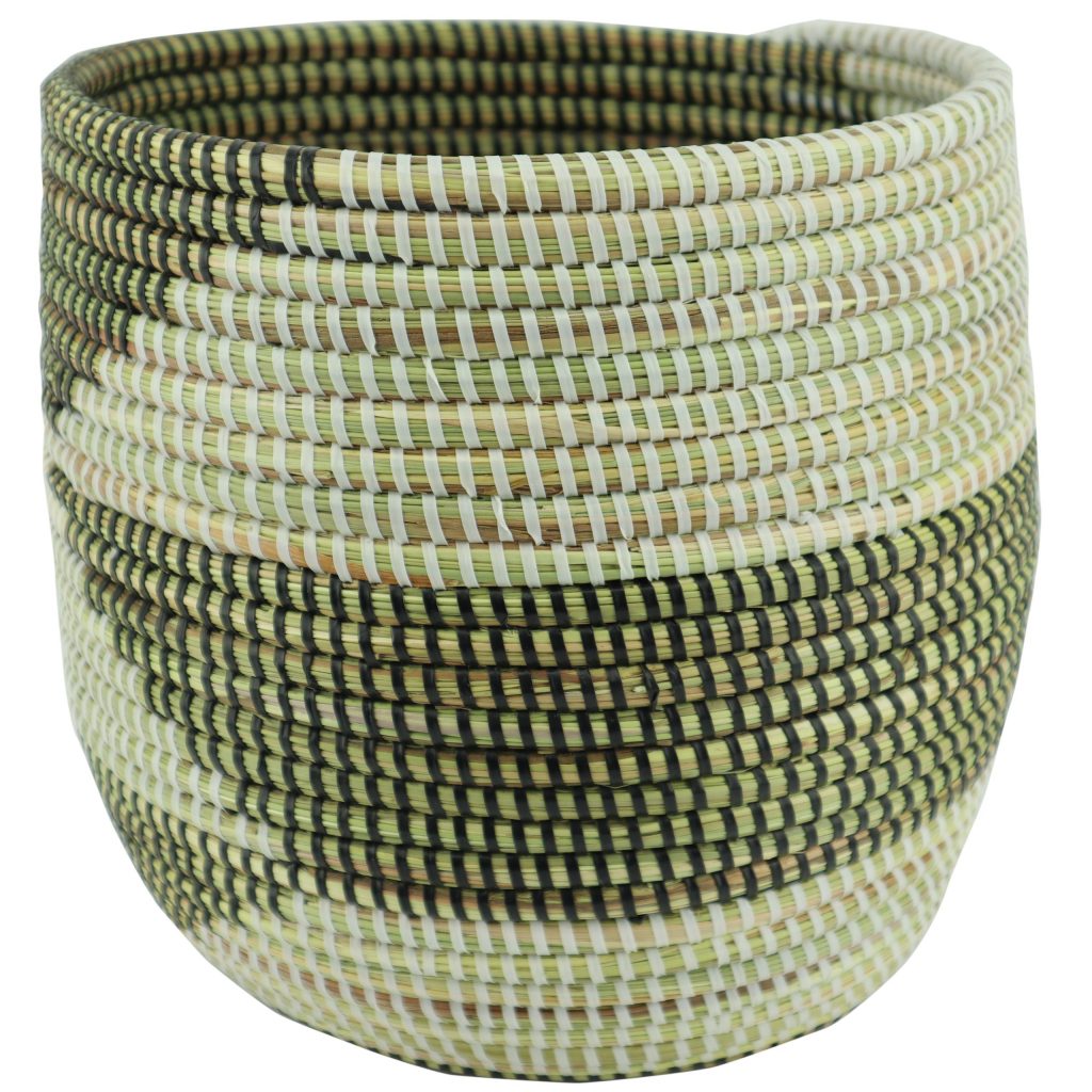 SMALL ZIGZAG CYLINDRICAL AFRICAN BASKET XS