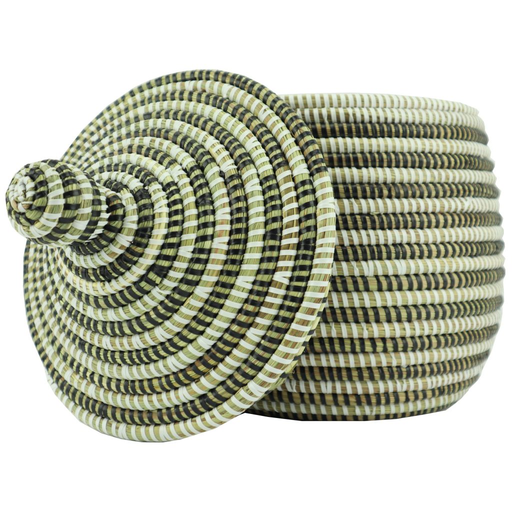 PETIT PANIER AFRICAIN TISSE A RAYURES BICOLORE XS – Image 3