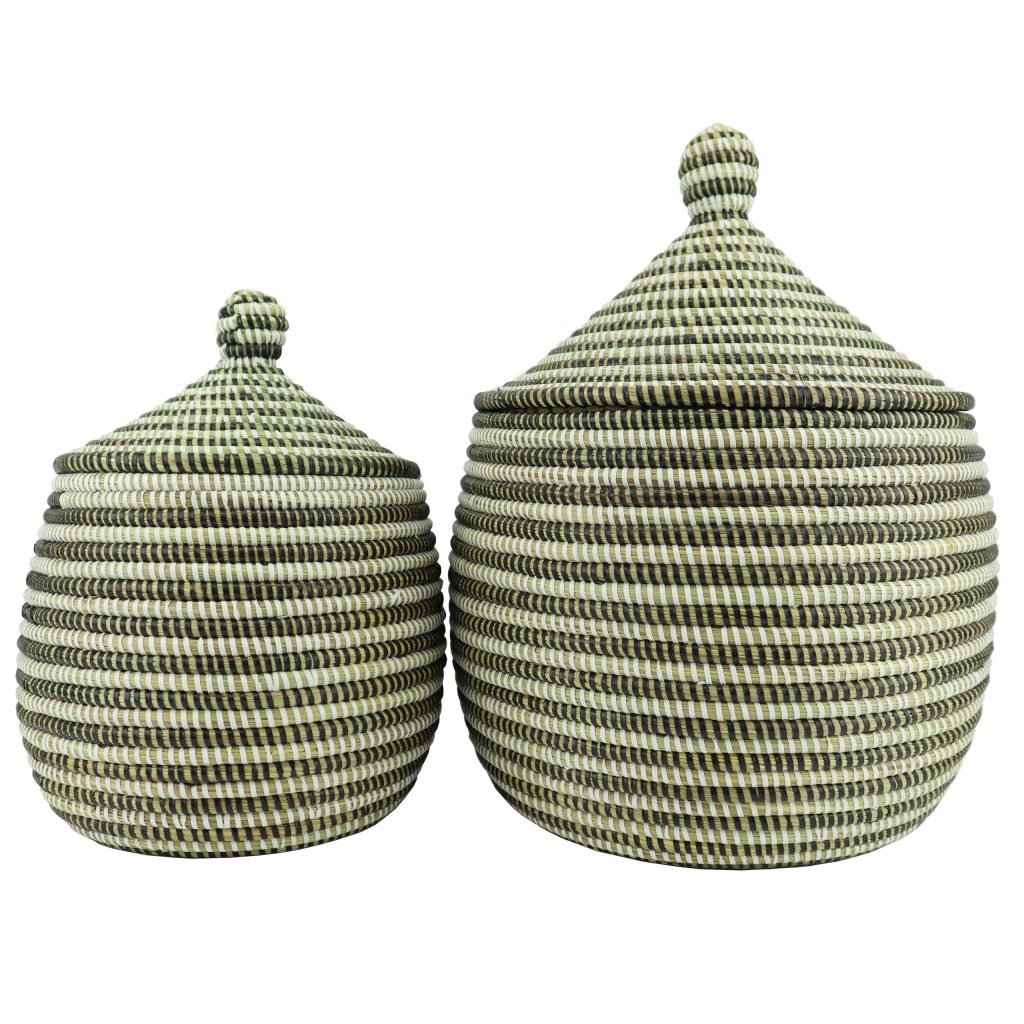 PETIT PANIER AFRICAIN TISSE A RAYURES BICOLORE XS – Image 4