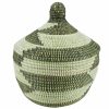 SMALL TWO-TONE ZIGZAG WOVEN AFRICAN BASKET S