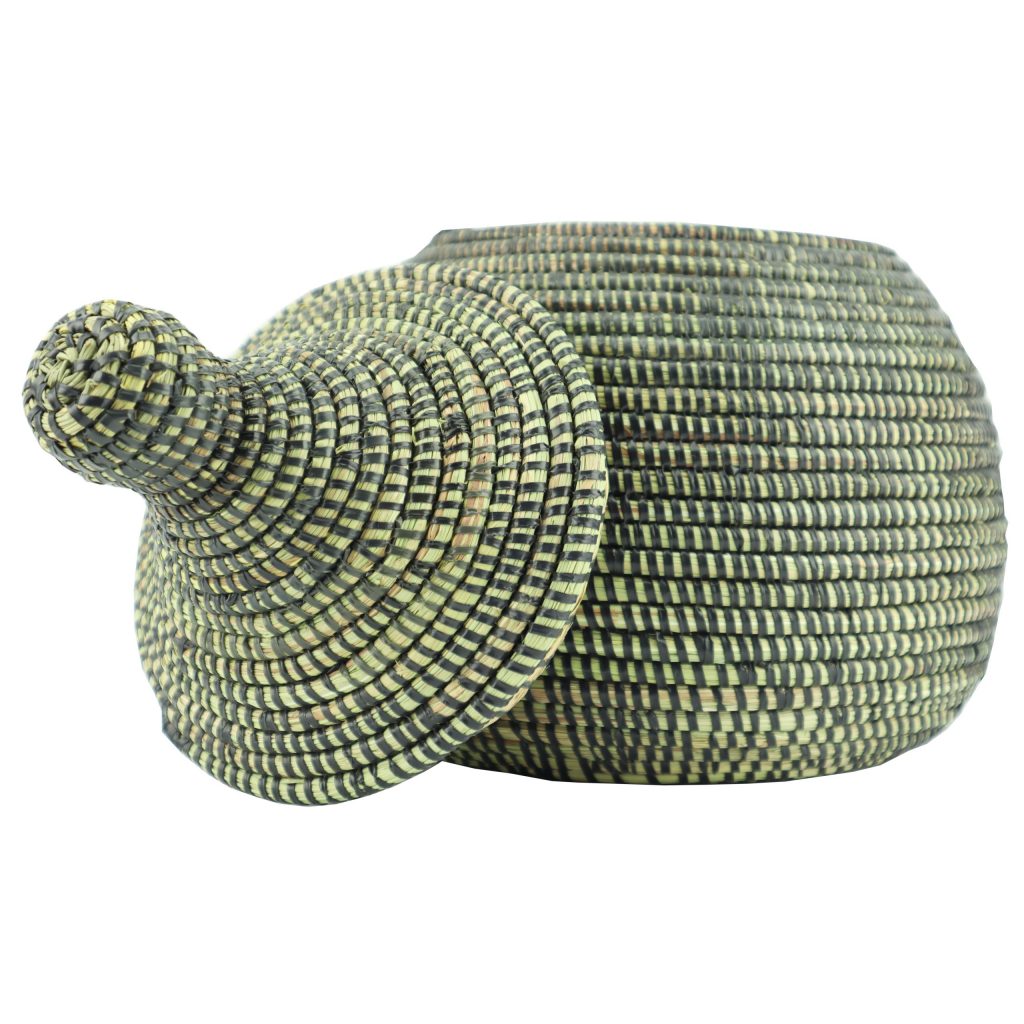 SMALL SENEGALESE BLACK DOUBLE TIE BASKET XS - Image 3