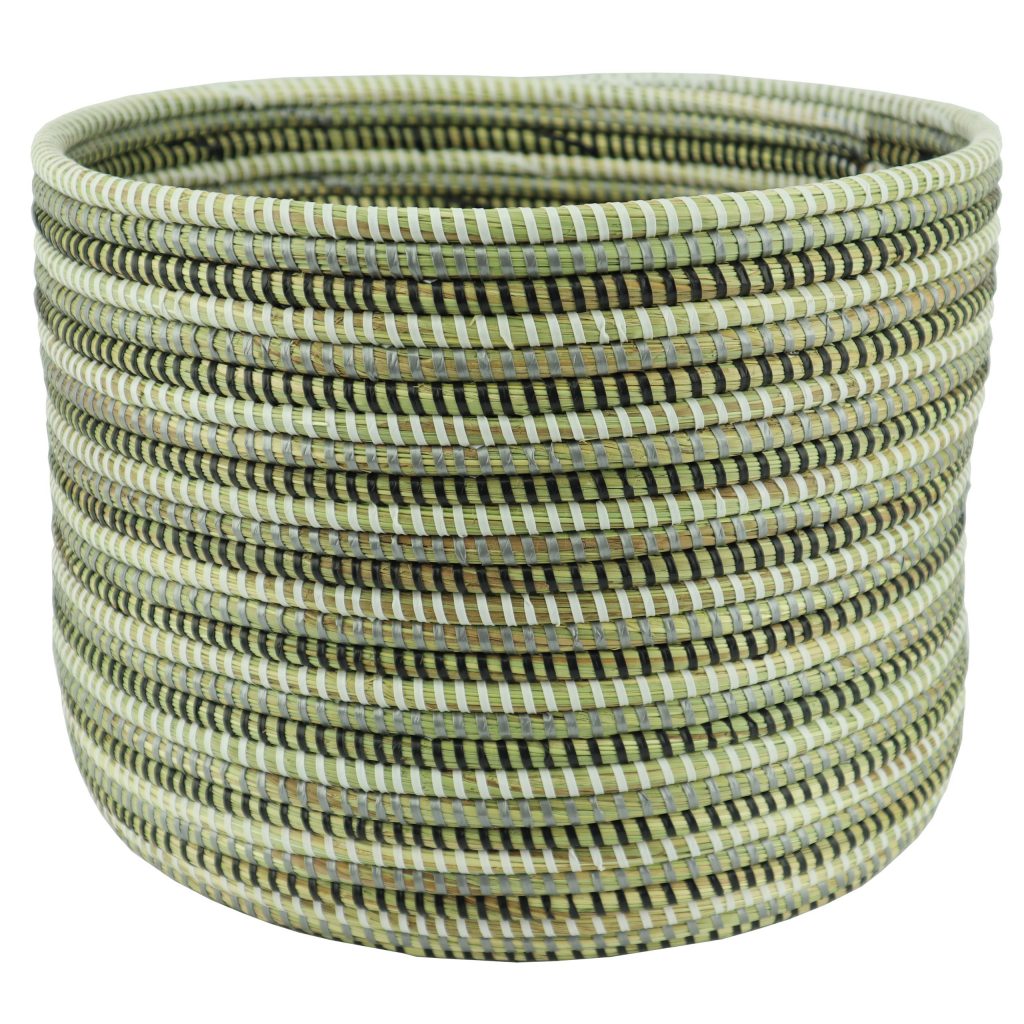 SMALL SENEGALESE BASKET WITH TRICOLOUR STRIPES S