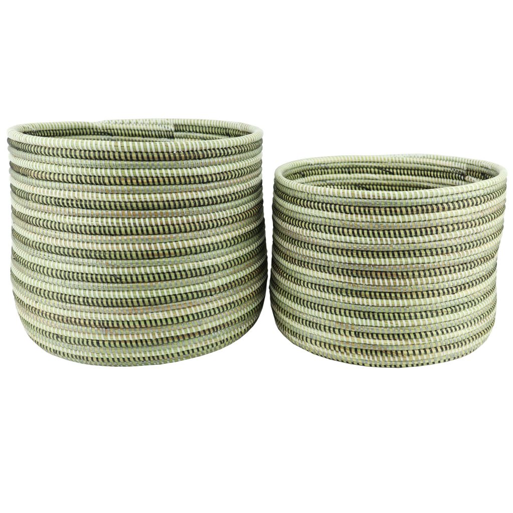 SMALL SENEGALESE BASKET WITH TRICOLOUR STRIPES S - Image 3