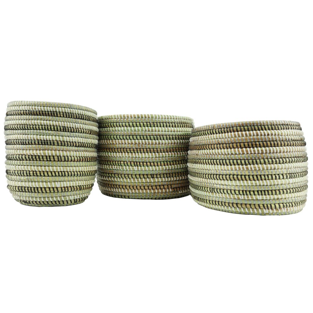 SMALL SENEGALESE BASKET WITH TRICOLOUR STRIPES XS - Image 3