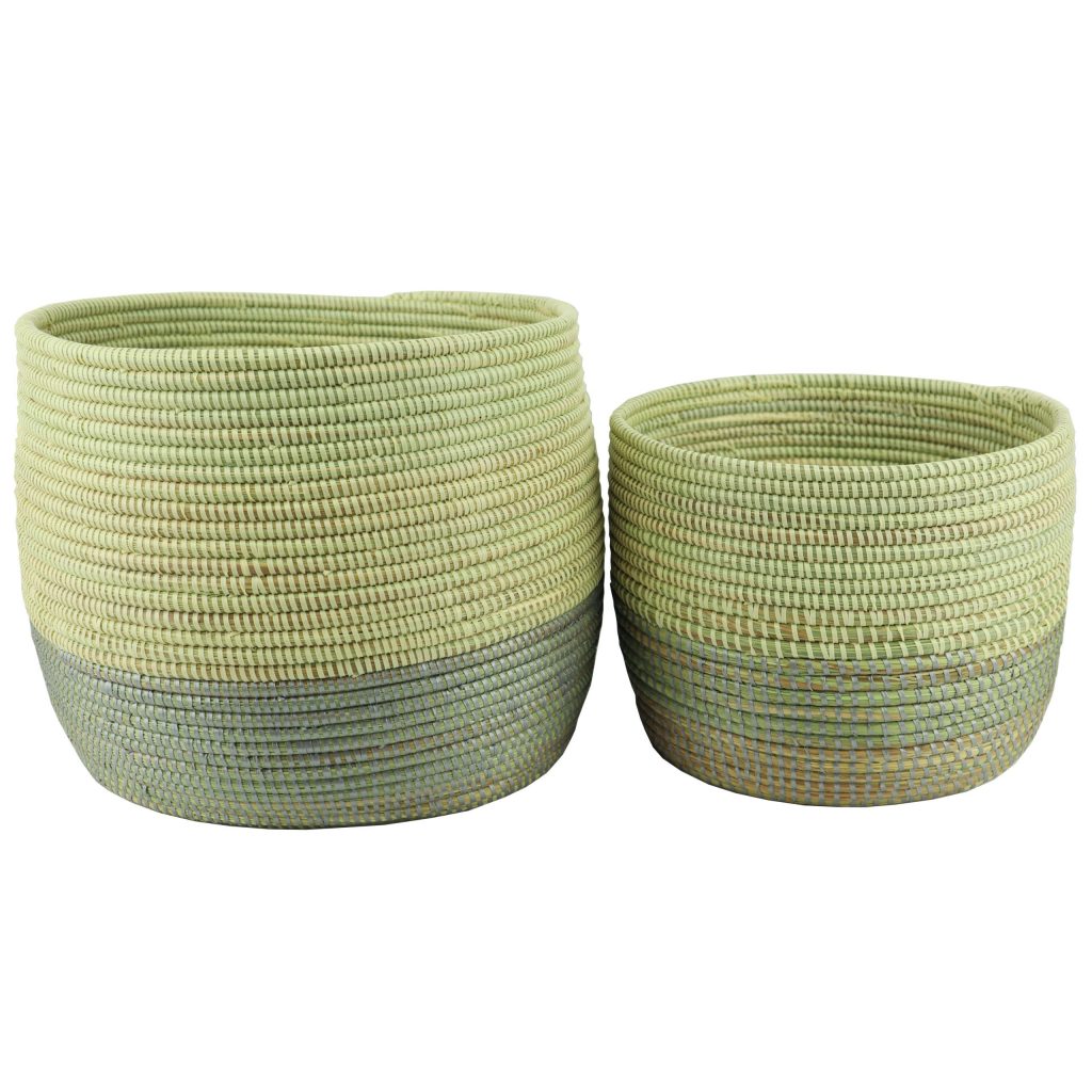 SMALL SENEGALESE CYLINDRICAL BASKET TWO-TONE S - Image 3
