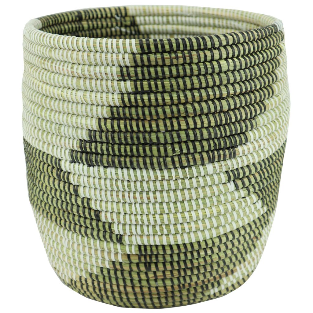 SMALL SENEGALESE ZIGZAG CYLINDRICAL BASKET XS
