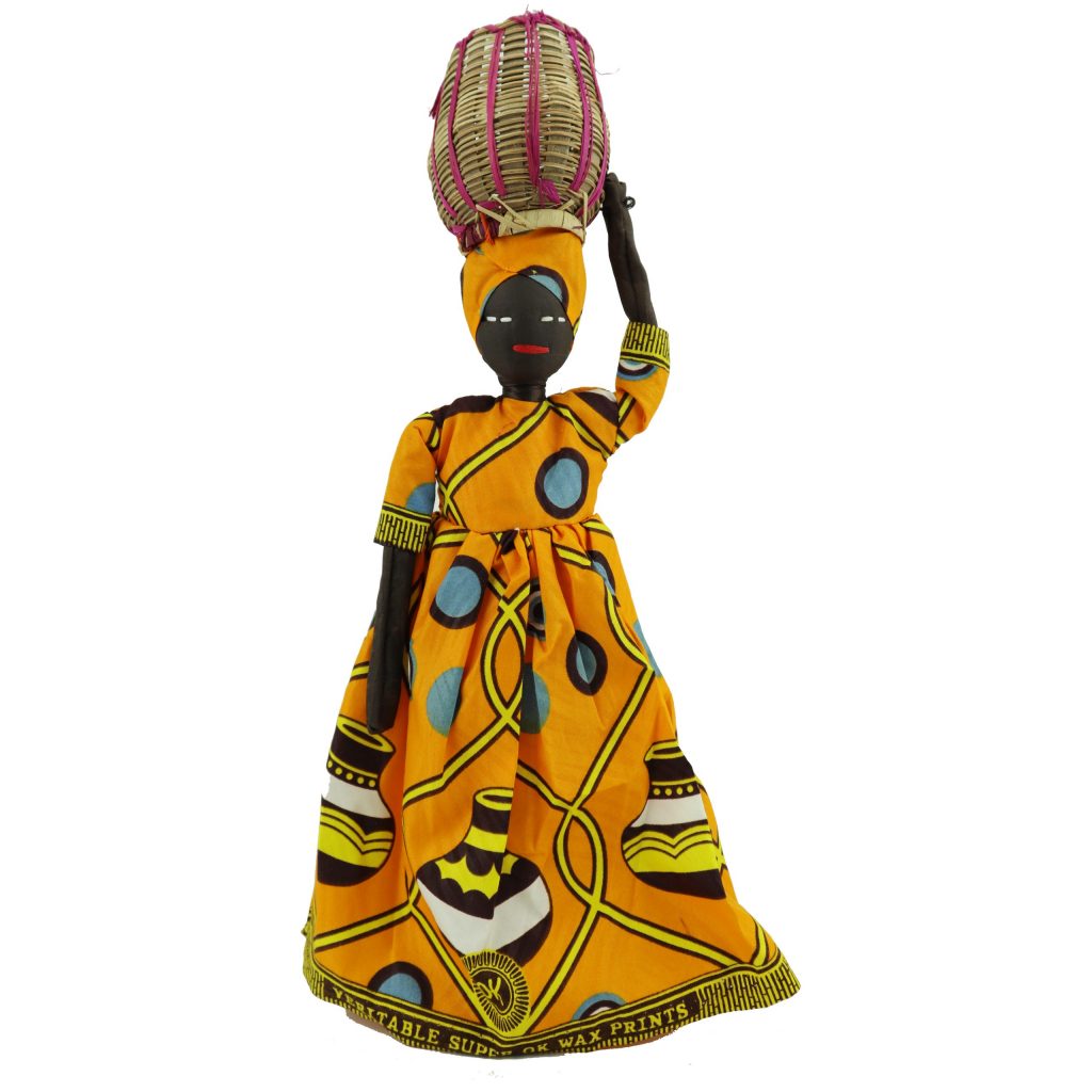 AFRICAN DOLL IN ORANGE WAX