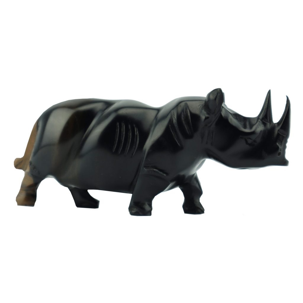 STATUETTE OF A SMALL TWO-TONE RHINOCEROS