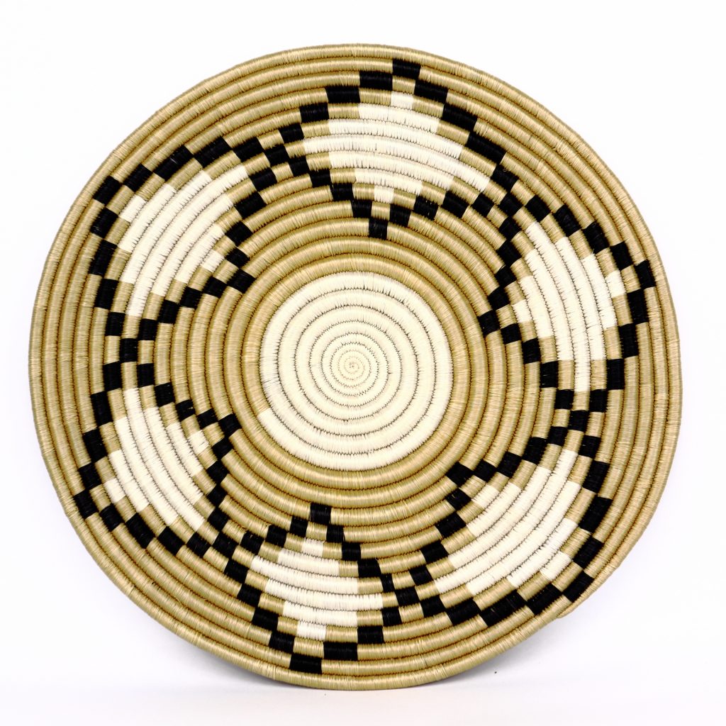 Dessous de plat africain fleur beige blanc noir #1