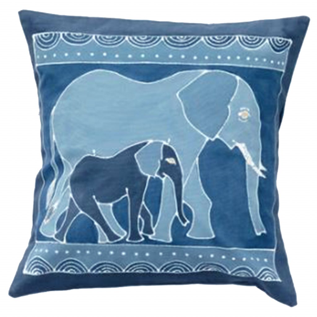 Housse de coussin animals indigo elephant