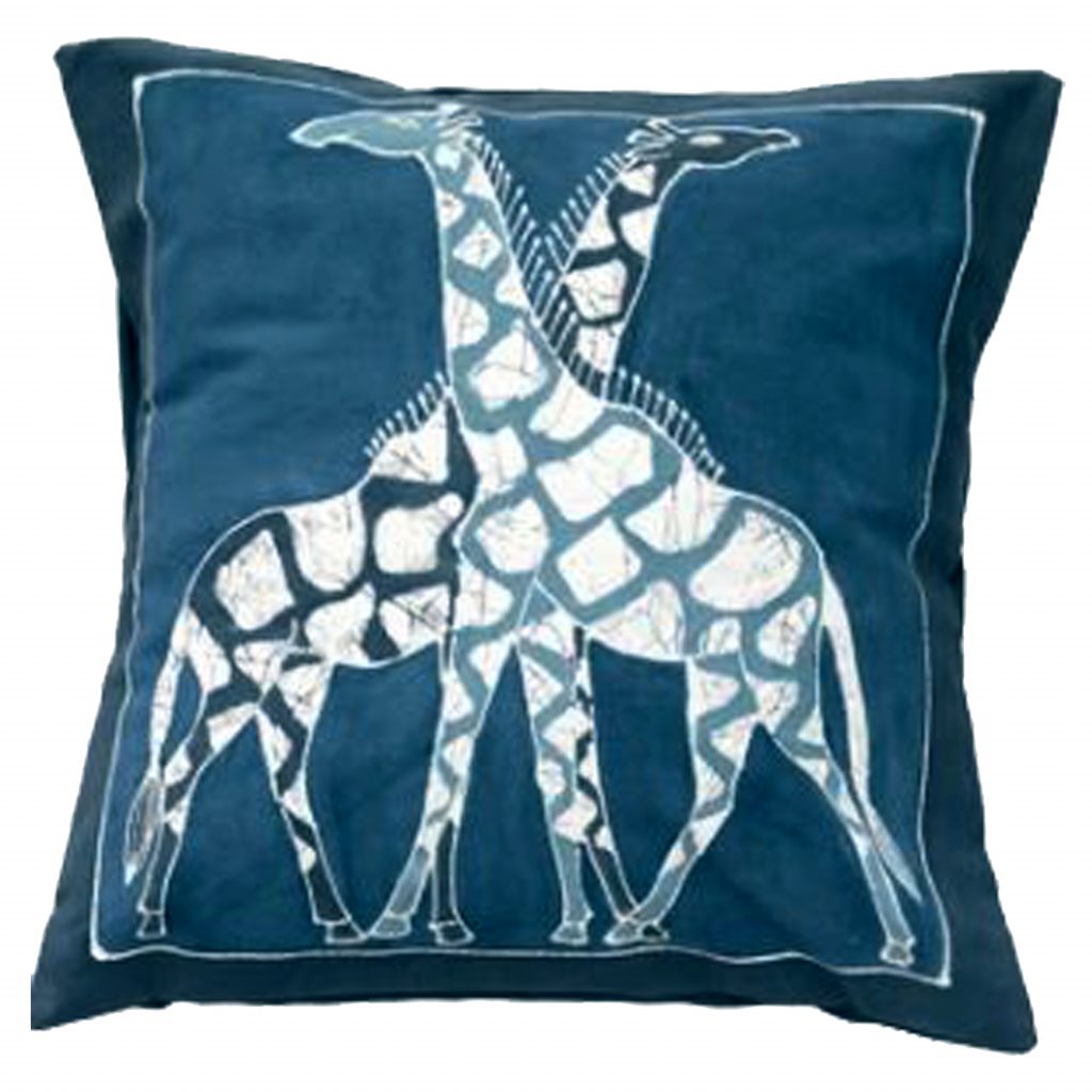 Housse de coussin animals indigo girafes