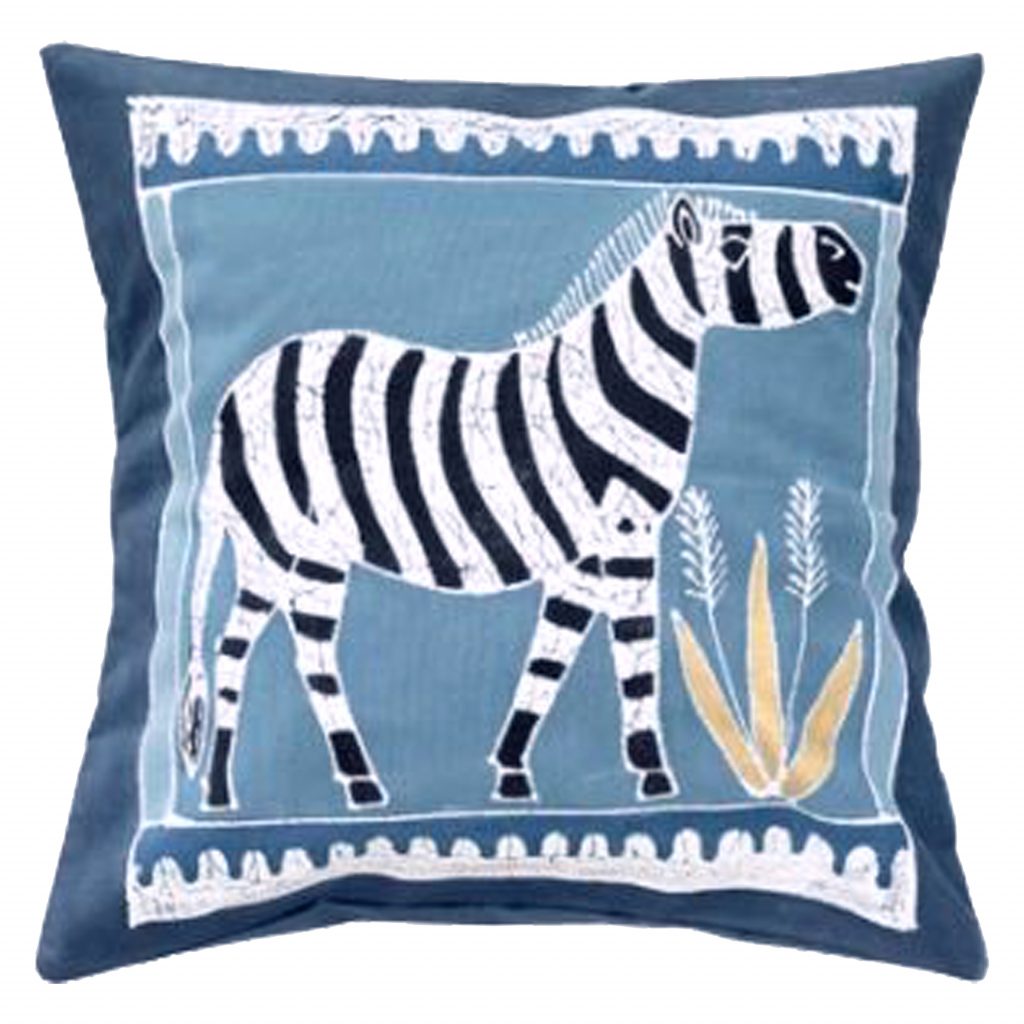 Housse de coussin animals indigo zèbre
