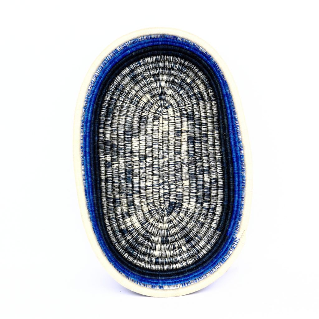 AFRICAN WOVEN BREAD BASKET MIX OF BLUE #1